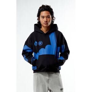 Pacsun Barbwire Heavyweight Hoodie Small Black Blue Heavyweight Kangaroo Pocket